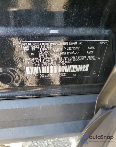 2021 Toyota Rav4 Xle from USA, damaged, VIN 2T3P1RFV3MC201980